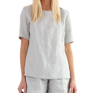 Love and Confuse Palmer Linen Tee Layers Minimalist Women XS Indie Quiet Luxury